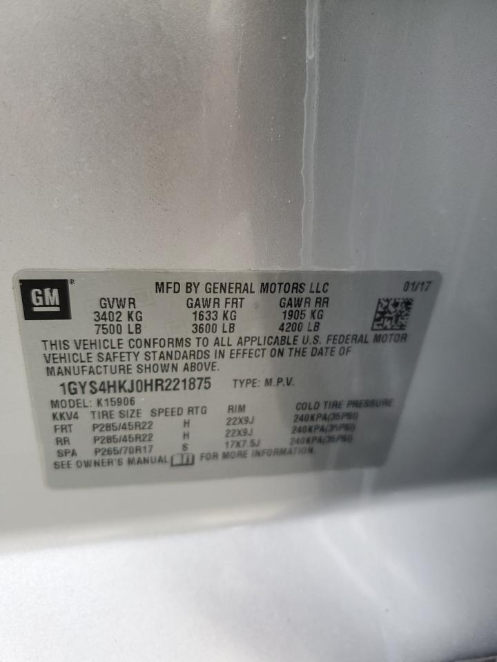 2017 Cadillac Escalade Esv Luxury VIN: 1GYS4HKJ0HR221875 Lot: 72079295