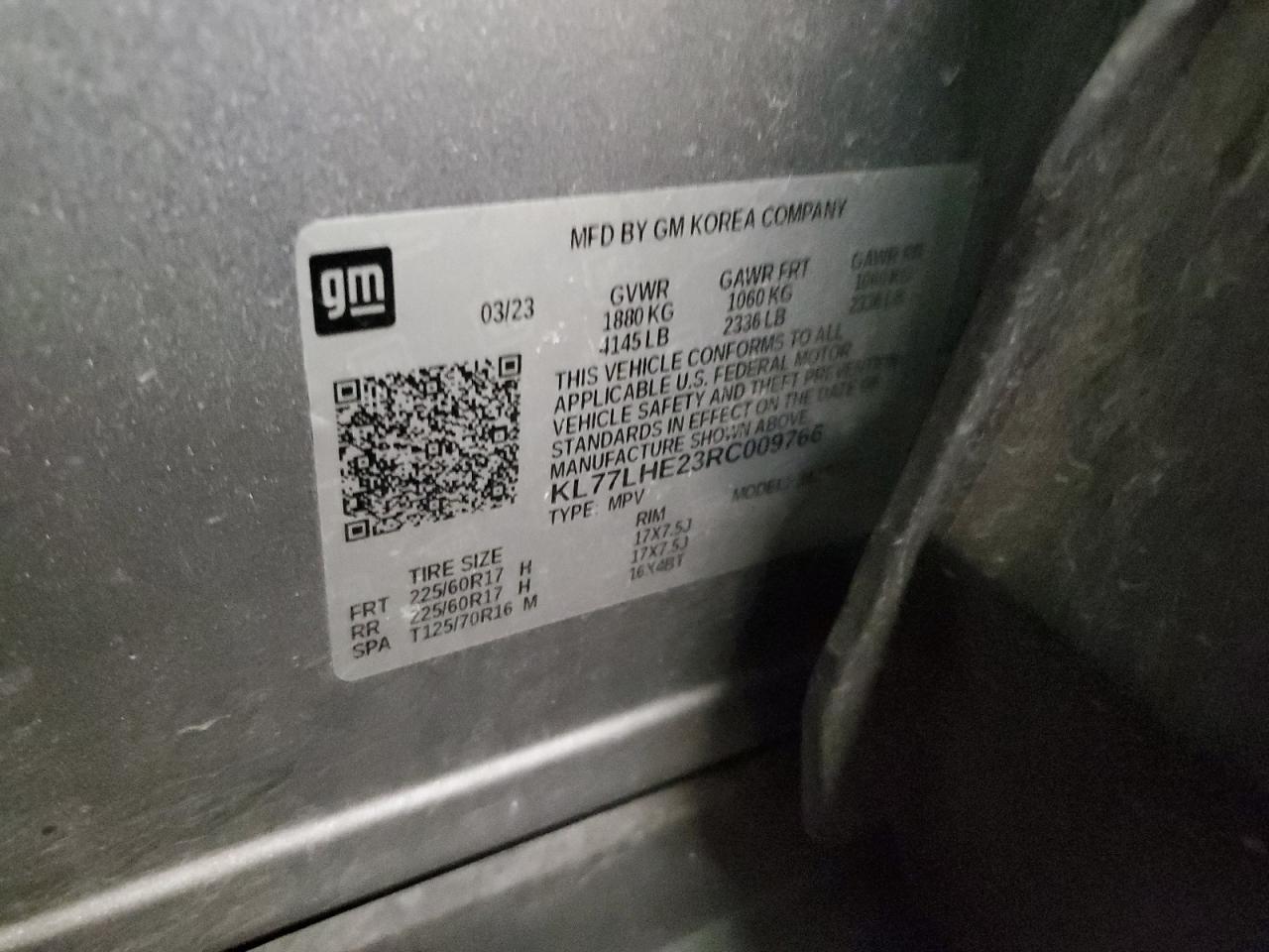 2024 Chevrolet Trax 1Lt VIN: KL77LHE23RC009766 Lot: 81097845