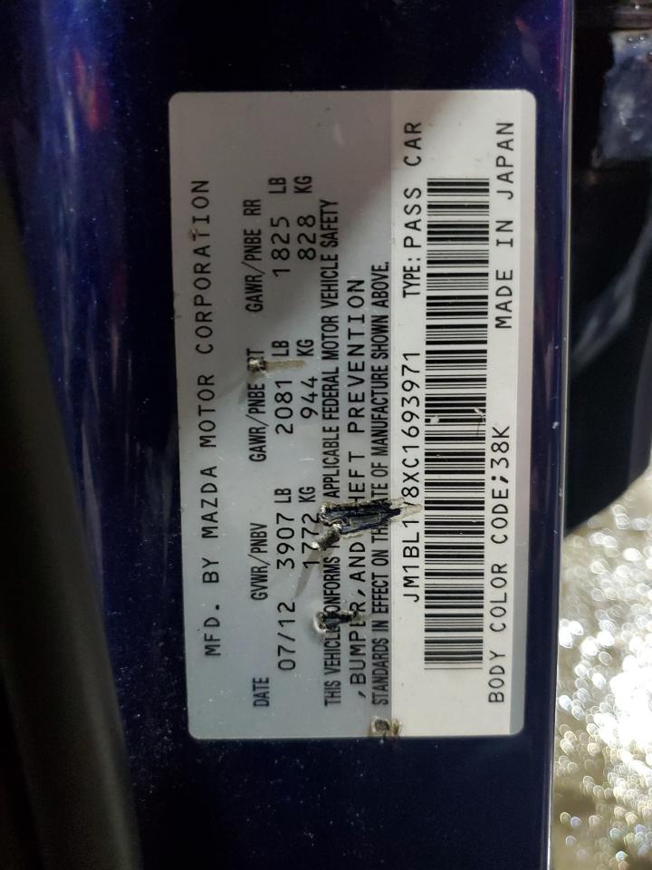 2012 Mazda 3 I VIN: JM1BL1V8XC1693971 Lot: 83878045