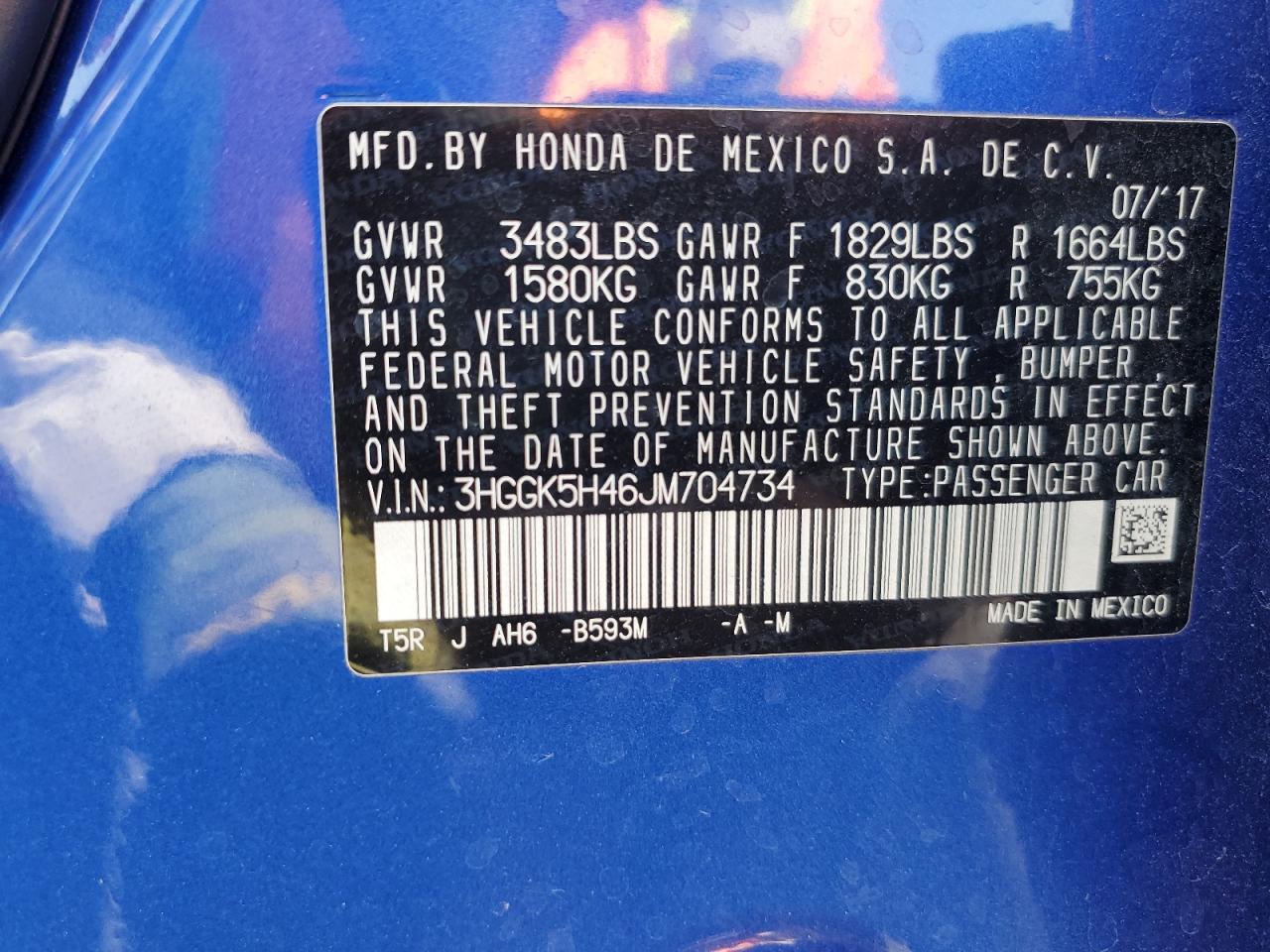 2018 Honda Fit Lx VIN: 3HGGK5H46JM704734 Lot: 72101115