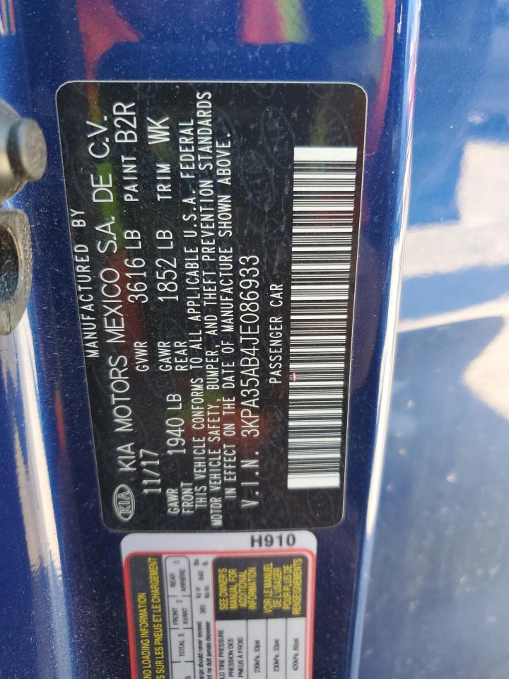 2018 Kia Rio Ex VIN: 3KPA35AB4JE086933 Lot: 80509415