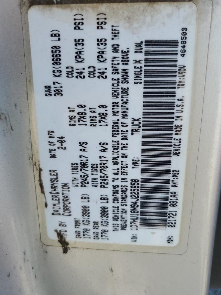 2004 Dodge Ram 1500 St VIN: 1D7HU18N94J225858 Lot: 80367435