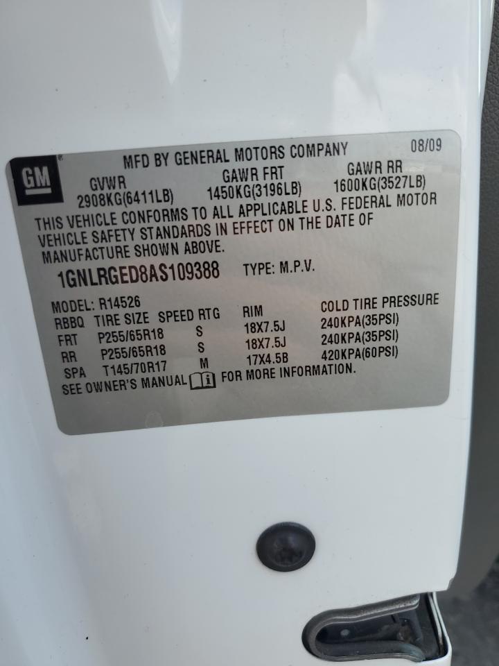 2010 Chevrolet Traverse VIN: 1GNLRGED8AS109388 Lot: 82107235