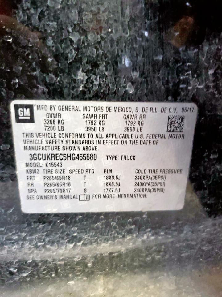 2017 Chevrolet Silverado K1500 Lt VIN: 3GCUKREC5HG455680 Lot: 80352955