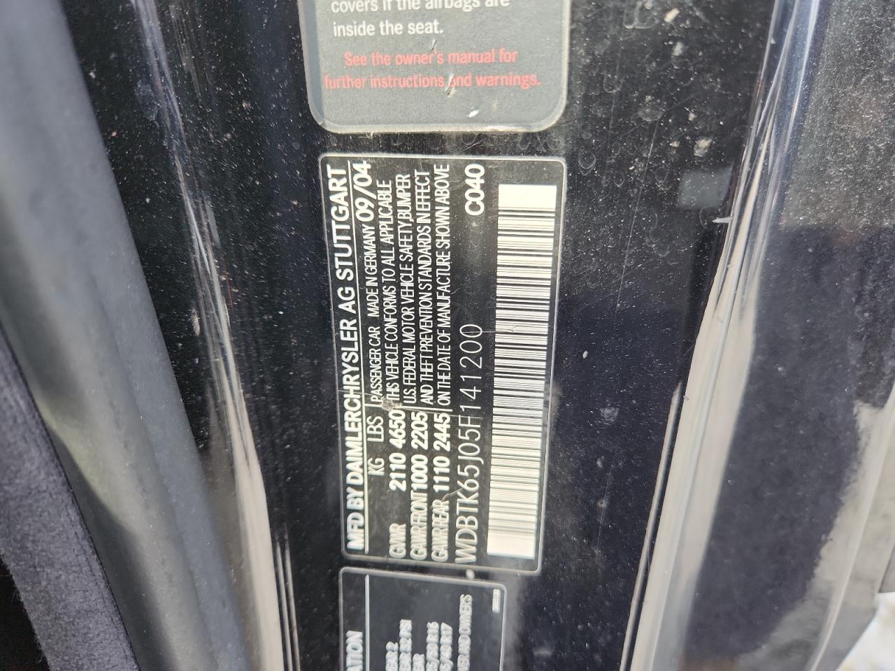 2005 Mercedes-Benz Clk 320 VIN: WDBTK65J05F141200 Lot: 83960875