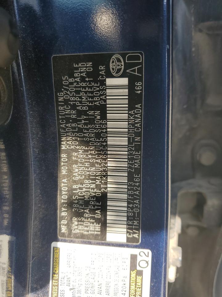2005 Toyota Corolla Matrix Xr VIN: 2T1KR32E65C450466 Lot: 71924545