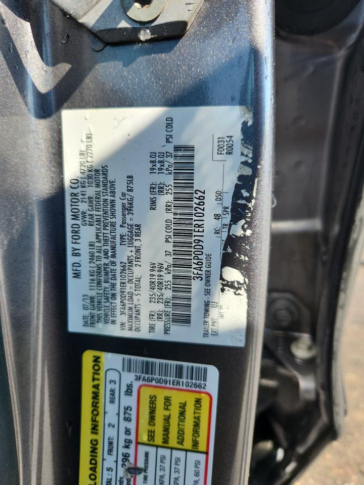 2014 Ford Fusion Titanium VIN: 3FA6P0D91ER102662 Lot: 71537515