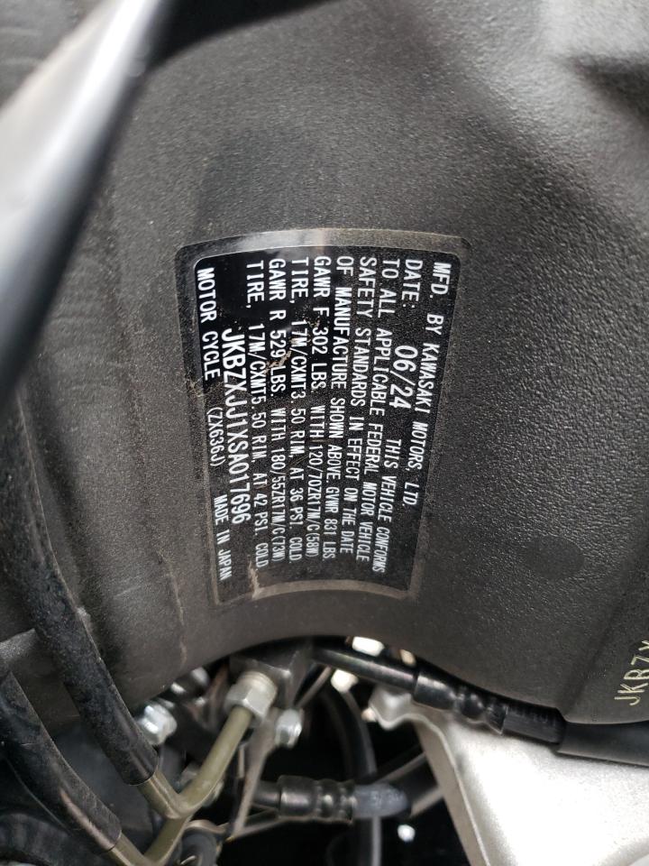 2025 Kawasaki Zx636 K VIN: JKBZXJJ1XSA017696 Lot: 81445145