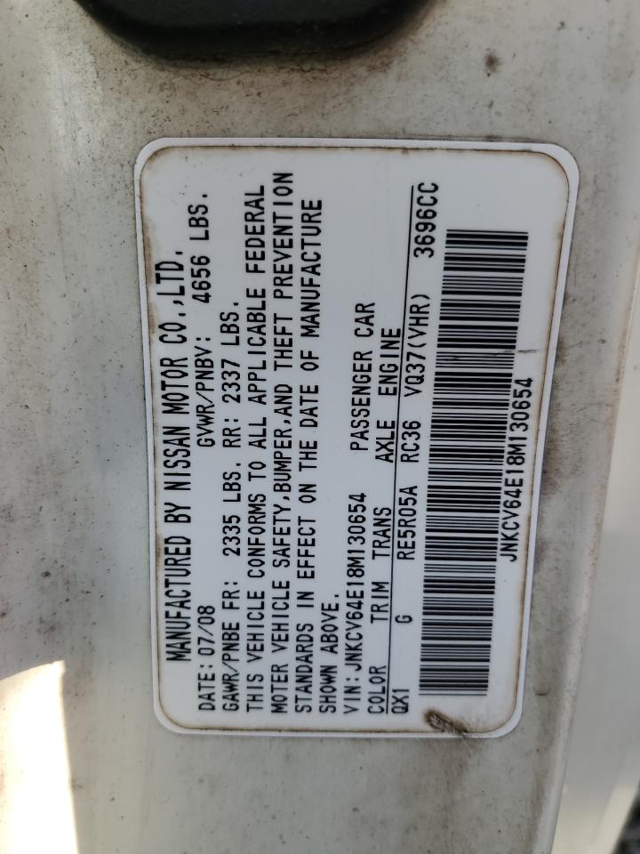 2008 Infiniti G37 Base VIN: JNKCV64E18M130654 Lot: 81495455