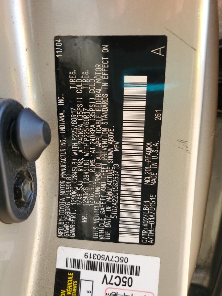 2005 Toyota Sienna Xle VIN: 5TDZA22C15S253713 Lot: 80298925