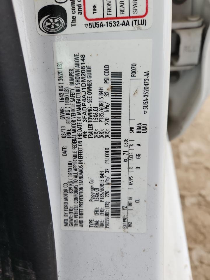 2013 Ford Fiesta S VIN: 3FADP4AJ1DM208148 Lot: 81799085