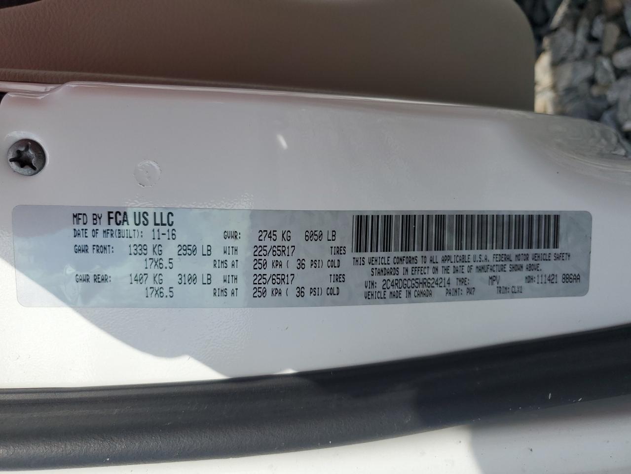 2017 Dodge Grand Caravan Sxt VIN: 2C4RDGCG5HR624214 Lot: 84396605