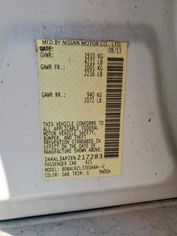 2014 Nissan Altima 2.5 VIN: 1N4AL3AP2EN217283 Lot: 70198555