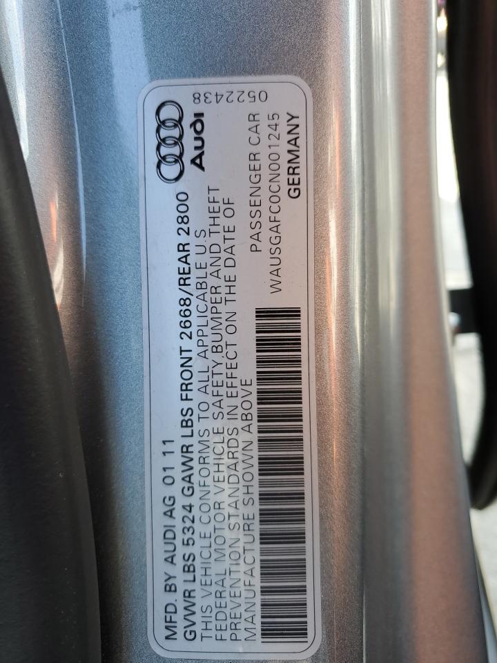 2012 Audi A7 Prestige VIN: WAUSGAFC0CN001245 Lot: 71667095