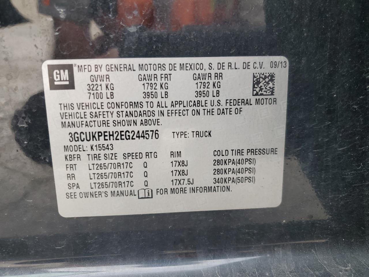 2014 Chevrolet Silverado K1500 VIN: 3GCUKPEH2EG244576 Lot: 80700655