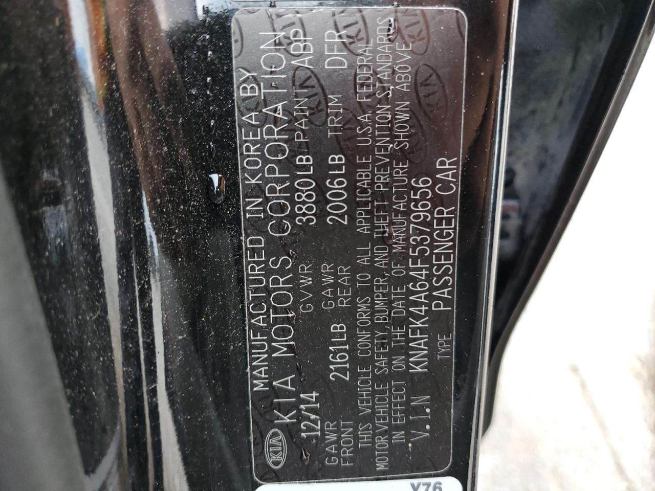 2015 Kia Forte Lx VIN: KNAFK4A64F5379656 Lot: 71431085