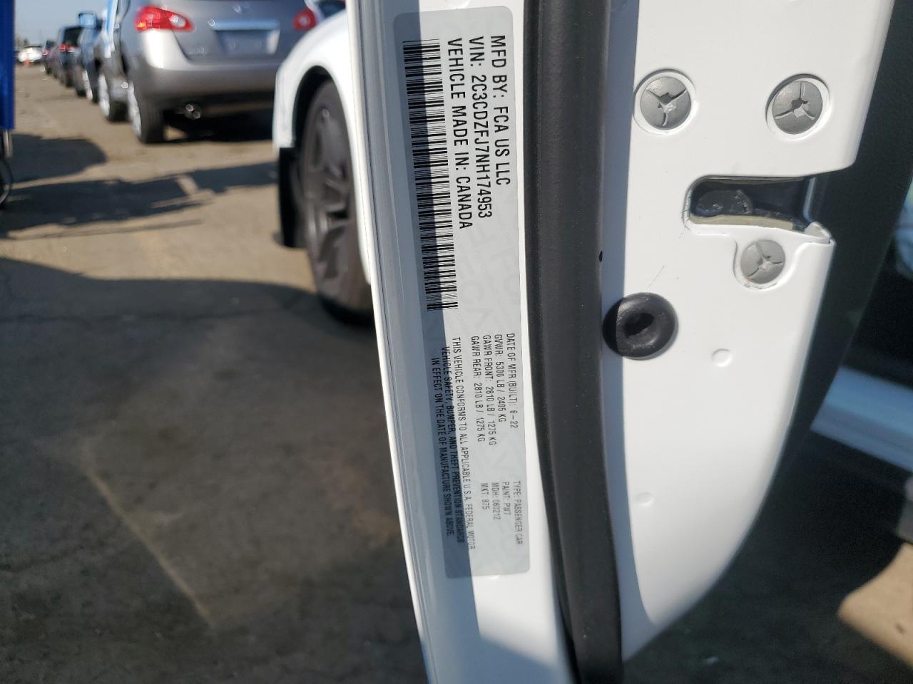 2022 Dodge Challenger R/T Scat Pack VIN: 2C3CDZFJ7NH174953 Lot: 80841855