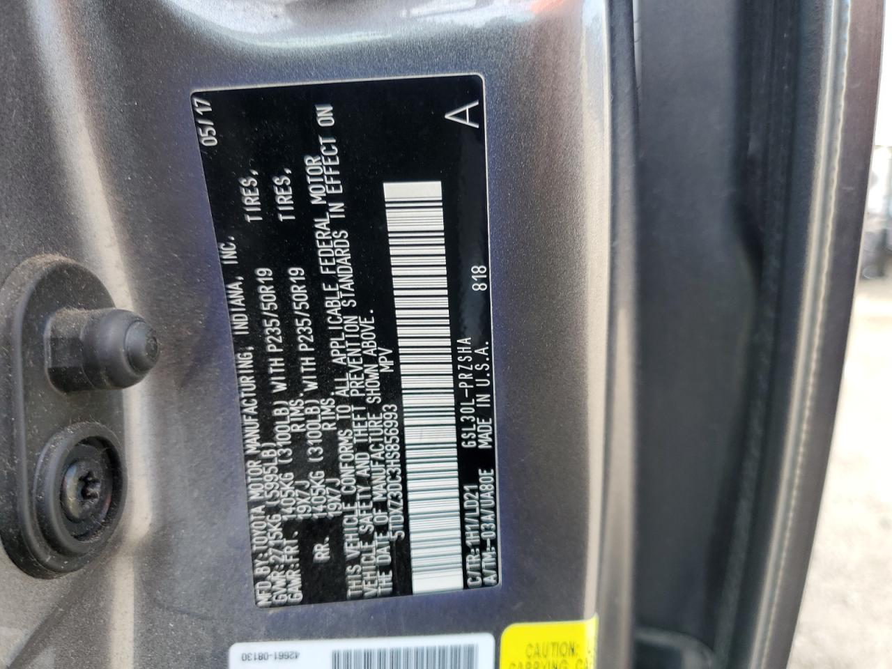 2017 Toyota Sienna Se VIN: 5TDXZ3DC3HS856993 Lot: 80295975