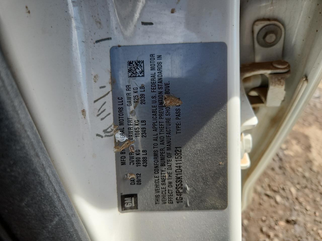 2013 Buick Verano VIN: 1G4PS5SK1D4115821 Lot: 80203475