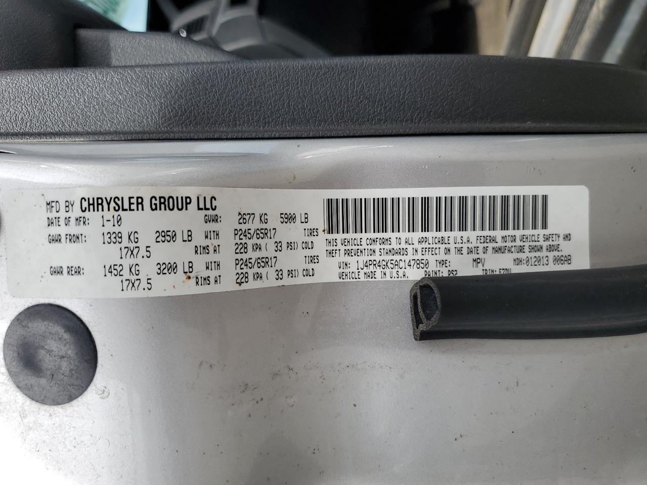 2010 Jeep Grand Cherokee Laredo VIN: 1J4PR4GK5AC147850 Lot: 80473765