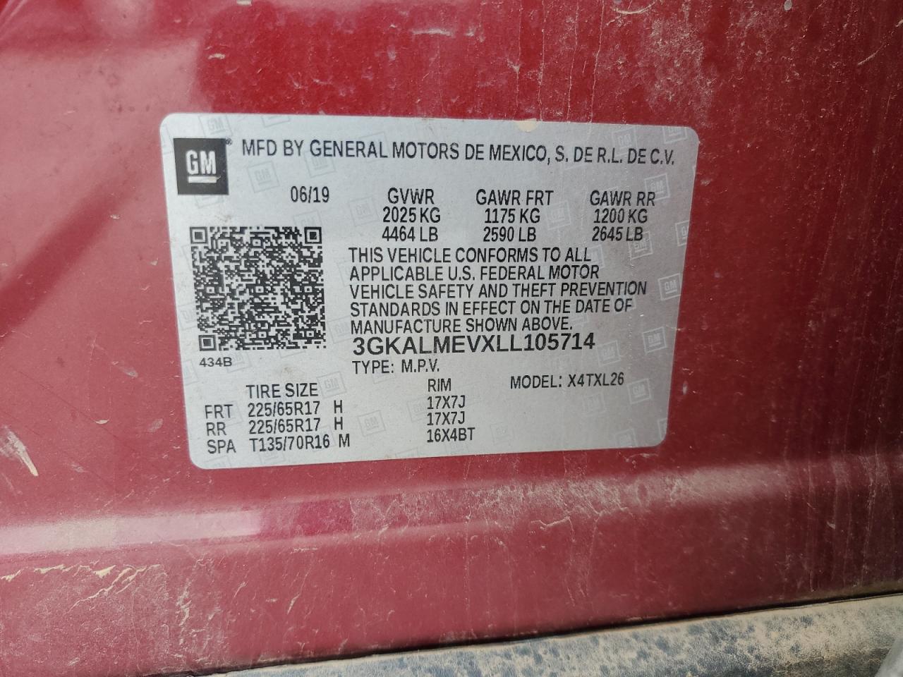 2020 GMC Terrain Sle VIN: 3GKALMEVXLL105714 Lot: 80022015