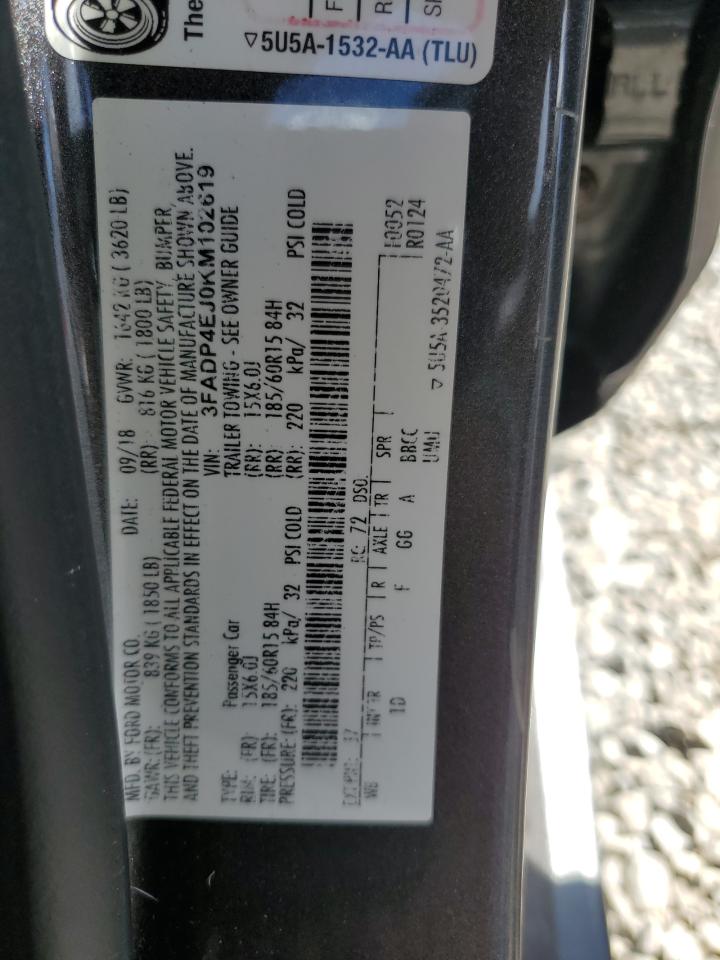 2019 Ford Fiesta Se VIN: 3FADP4EJ0KM102619 Lot: 84434985