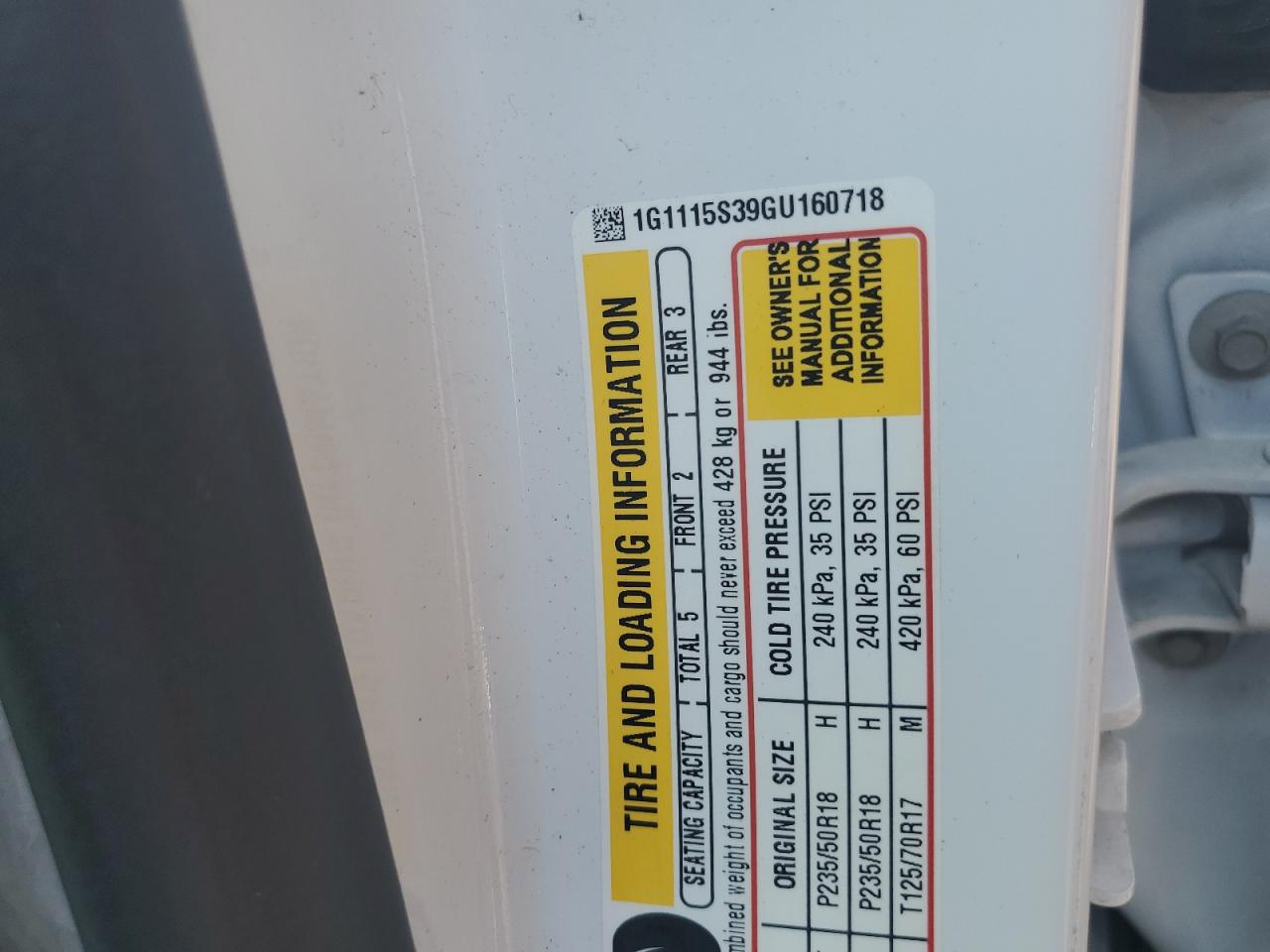 2016 Chevrolet Impala Lt VIN: 1G1115S39GU160718 Lot: 81222615