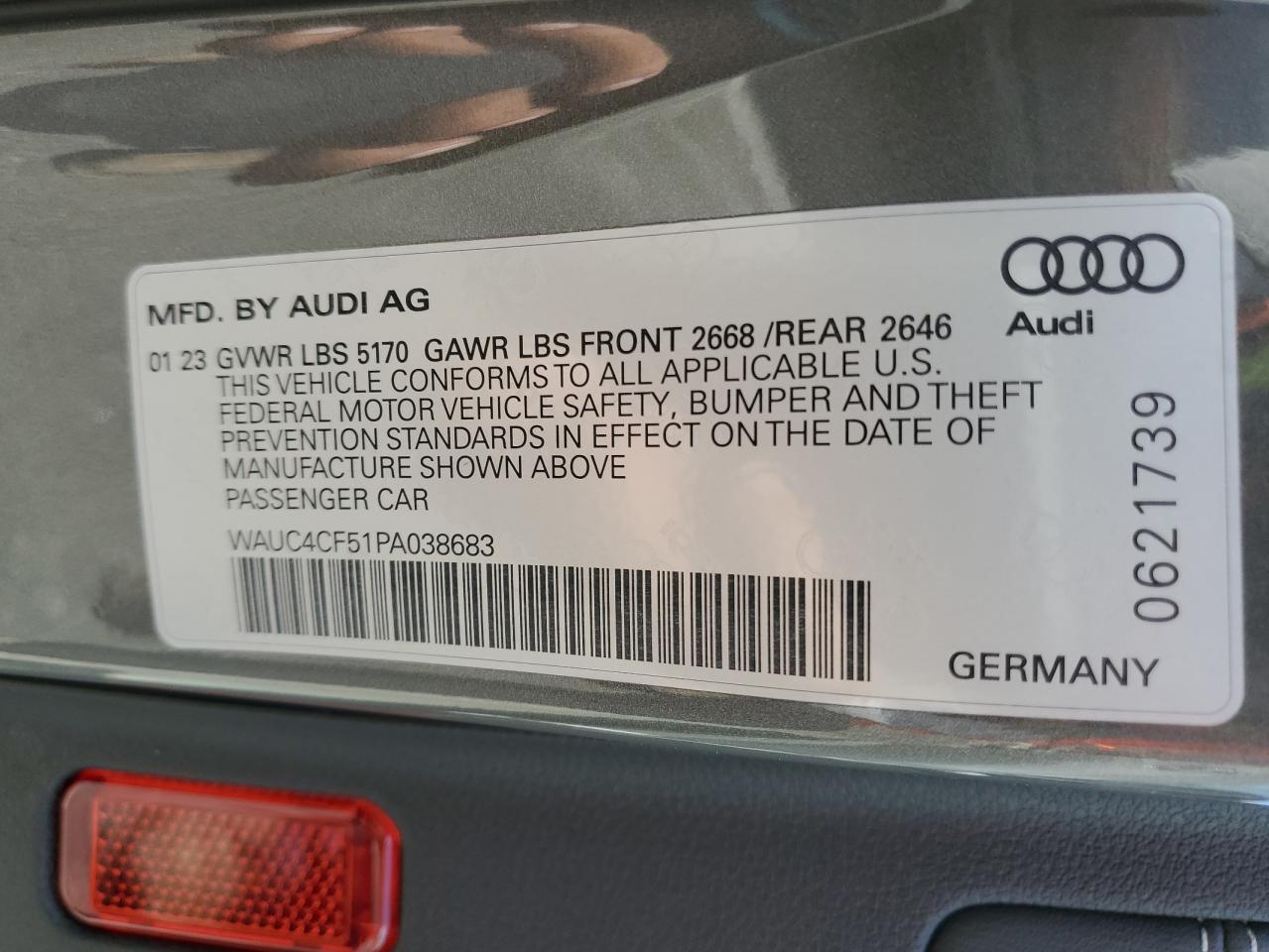2023 Audi S5 Premium Plus VIN: WAUC4CF51PA038683 Lot: 71886655