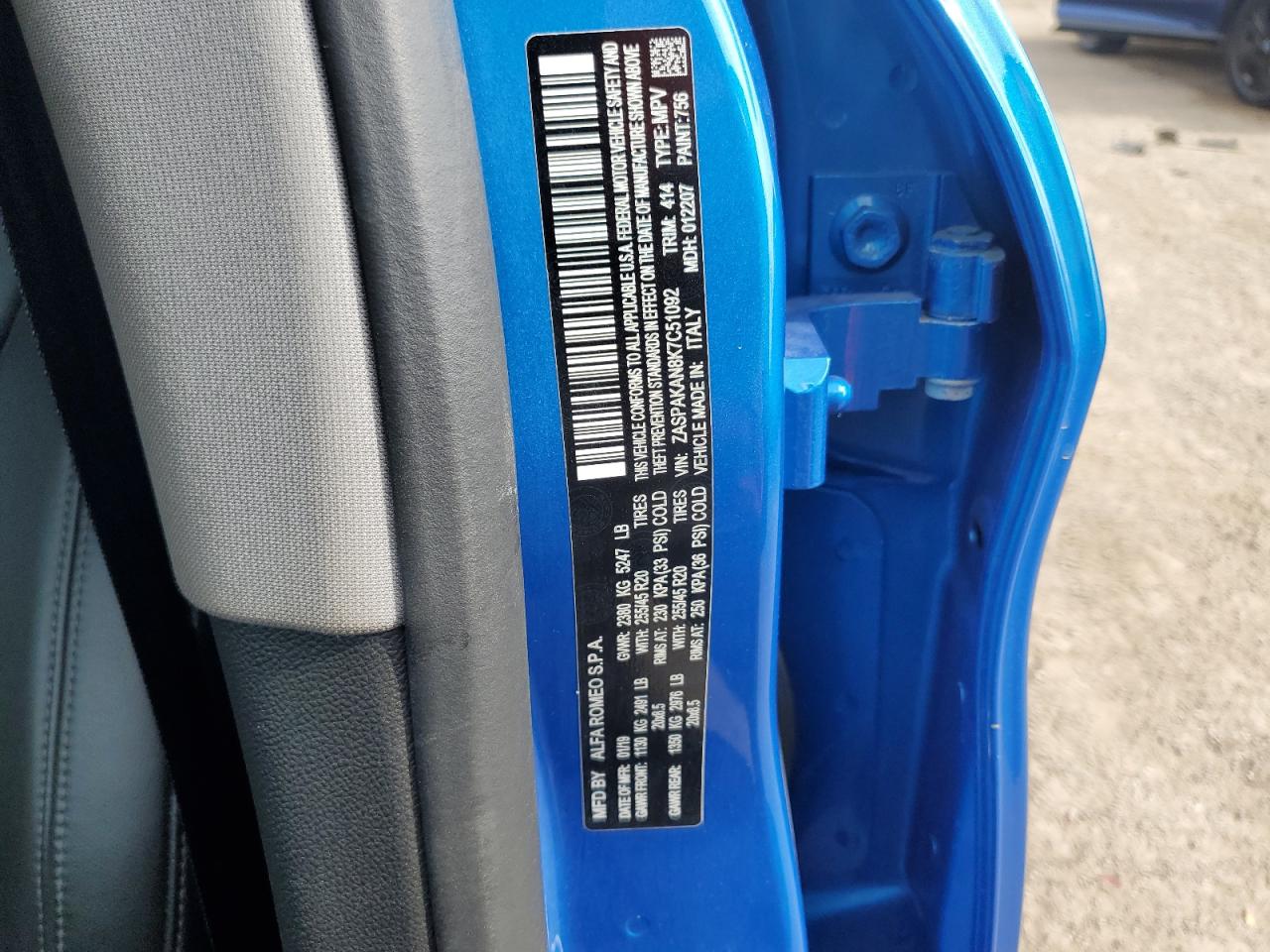 2019 Alfa Romeo Stelvio VIN: ZASPAKAN8K7C51092 Lot: 82094265