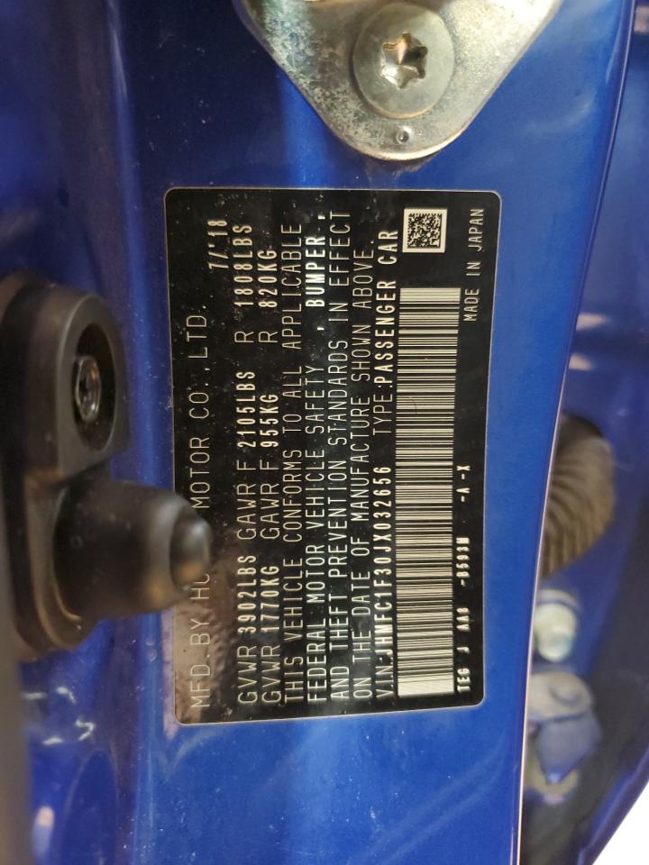 2018 Honda Civic Ex VIN: JHMFC1F30JX032656 Lot: 80690935