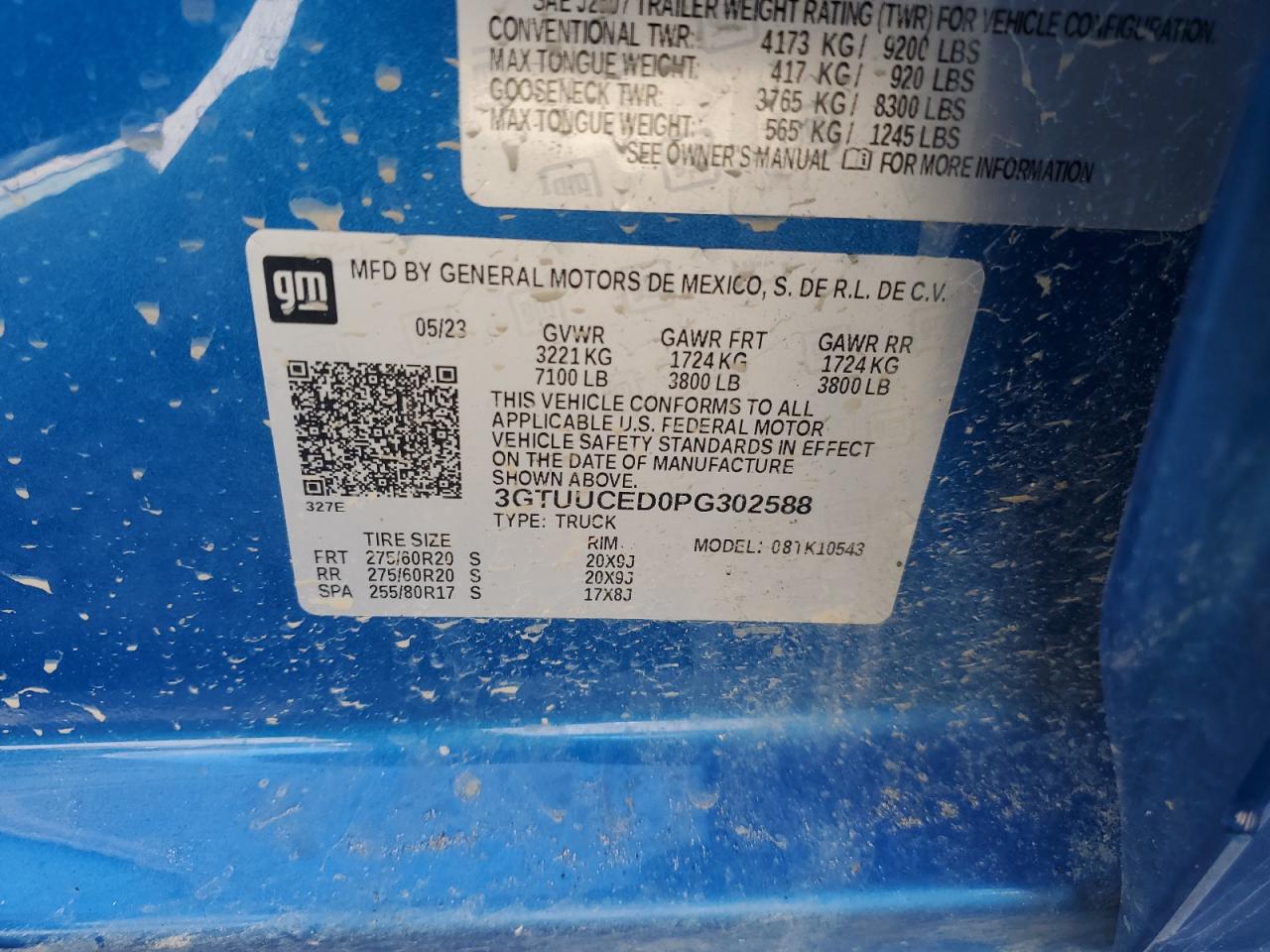 2023 GMC Sierra K1500 Elevation VIN: 3GTUUCED0PG302588 Lot: 80555605