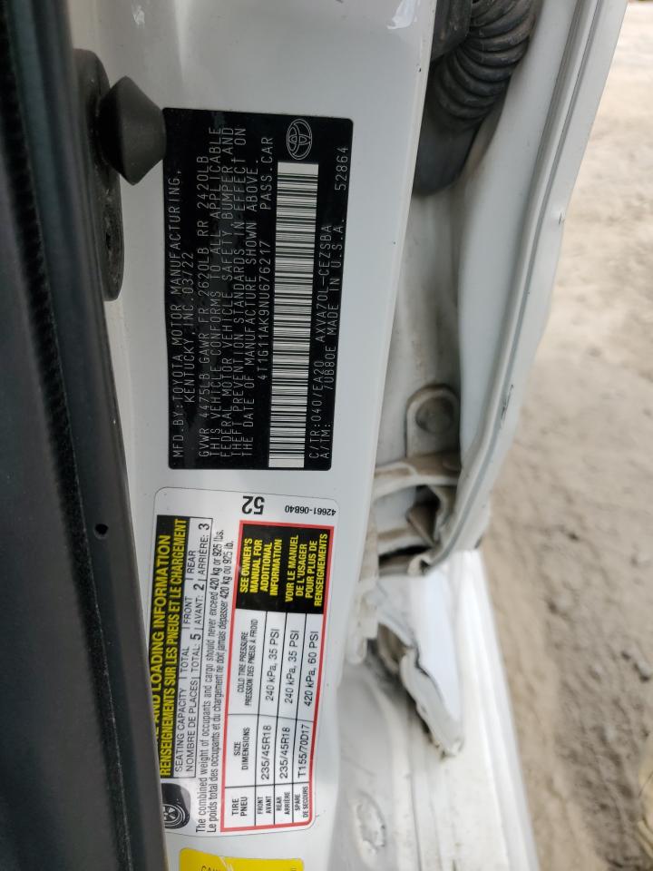 2022 Toyota Camry Se VIN: 4T1G11AK9NU676217 Lot: 81770025