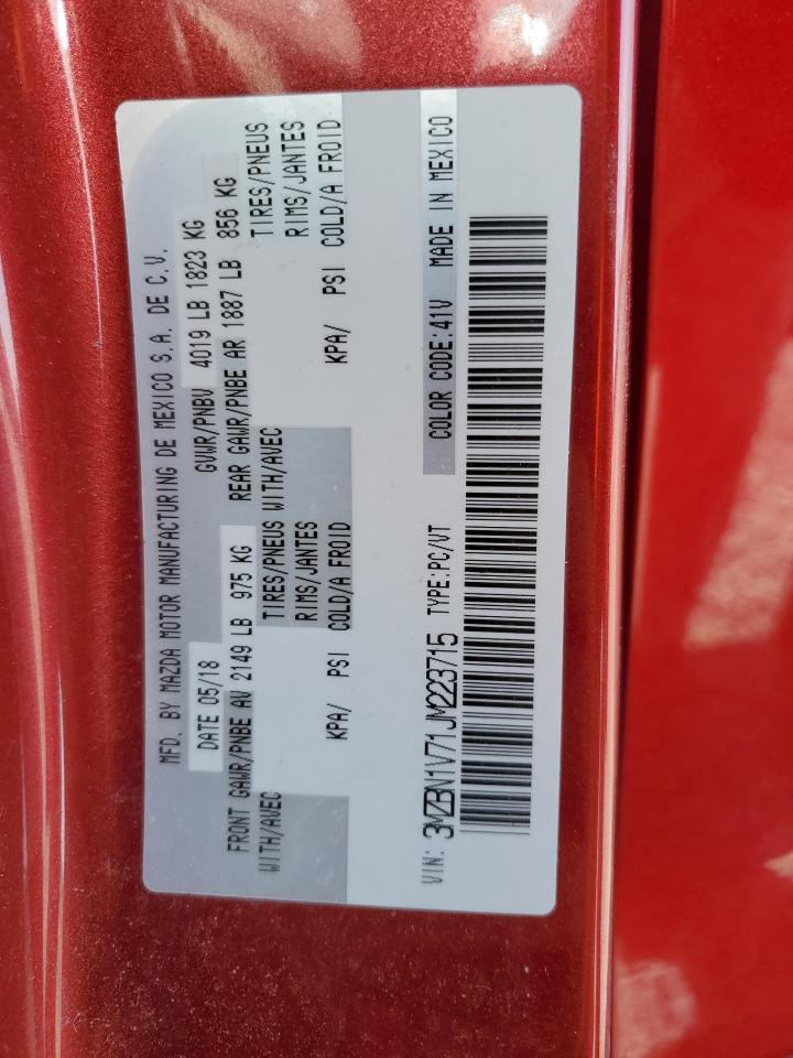 2018 Mazda 3 Gs VIN: 3MZBN1V71JM223715 Lot: 80090555