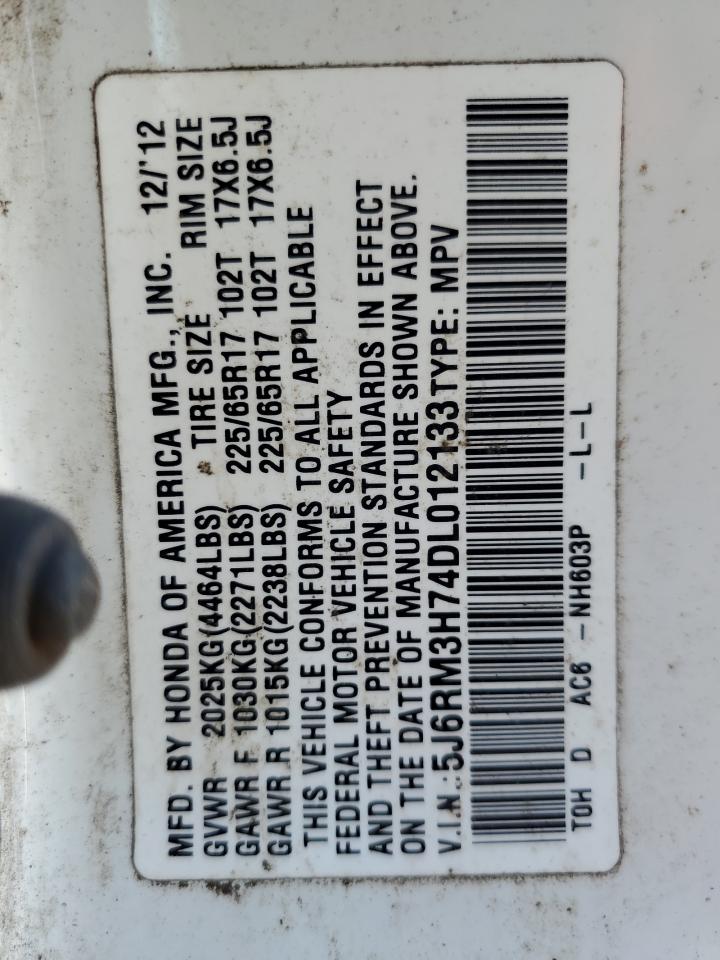 2013 Honda Cr-V Exl VIN: 5J6RM3H74DL012133 Lot: 71320795