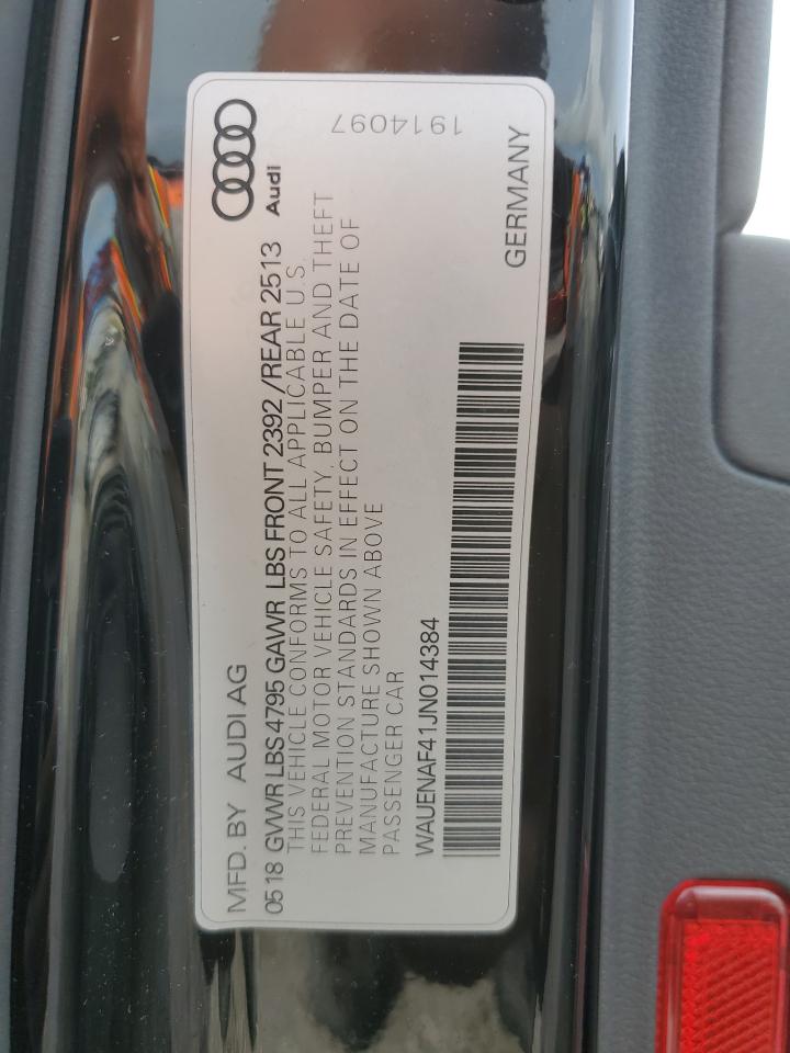 2018 Audi A4 Premium Plus VIN: WAUENAF41JN014384 Lot: 80078845