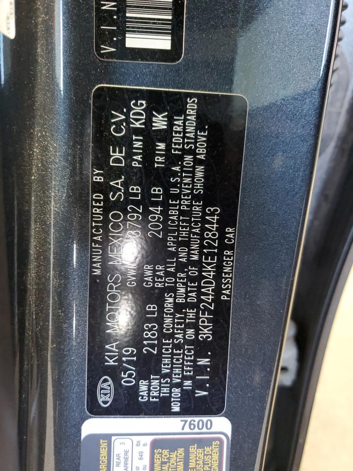 2019 Kia Forte Fe VIN: 3KPF24AD4KE128443 Lot: 83804175