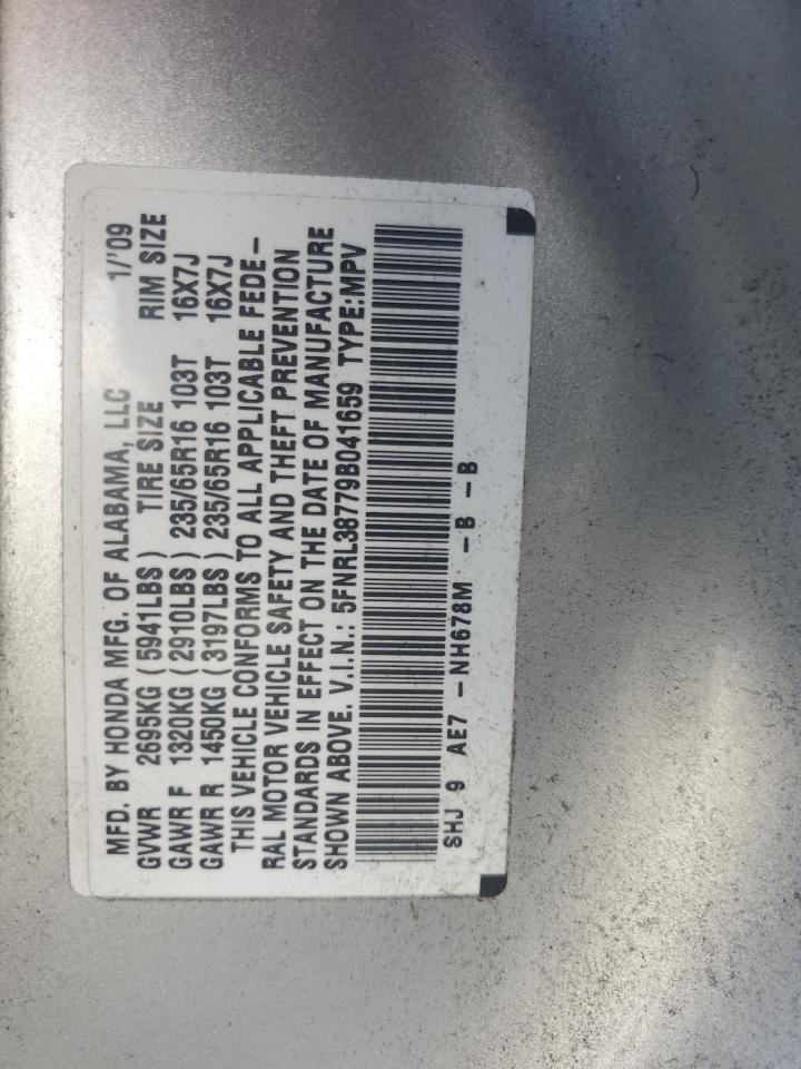 2009 Honda Odyssey Exl VIN: 5FNRL38779B041659 Lot: 84011815