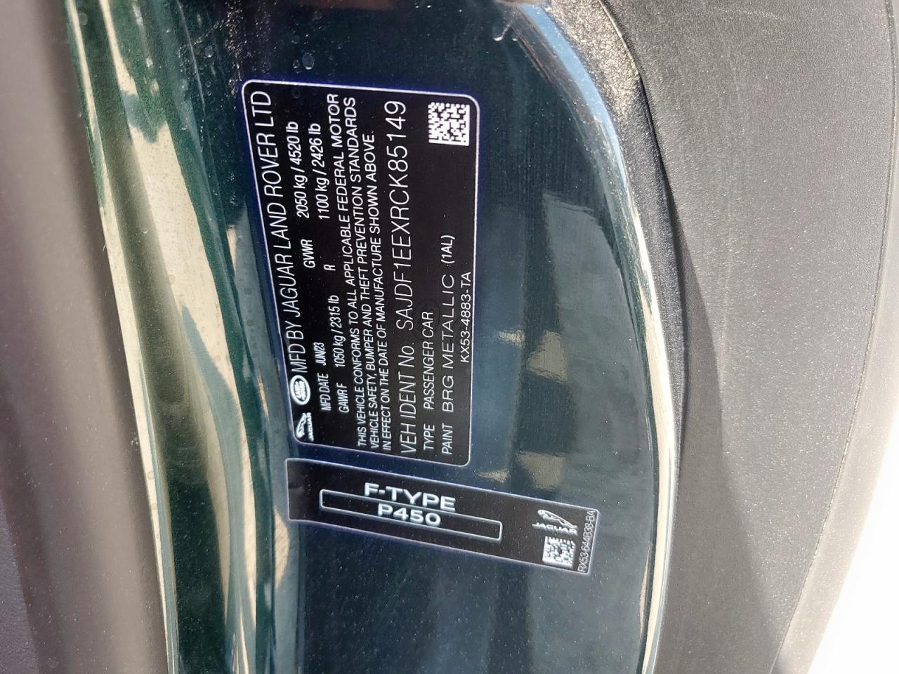 2024 Jaguar F-Type R Dynamic VIN: SAJDF1EEXRCK85149 Lot: 68517165