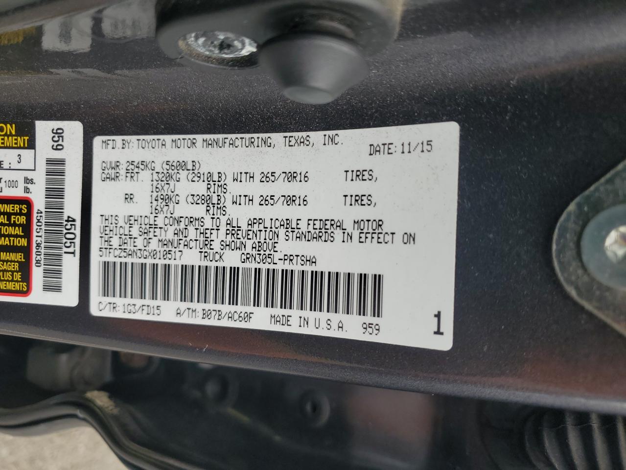 2016 Toyota Tacoma Double Cab VIN: 5TFCZ5AN3GX010517 Lot: 80681475