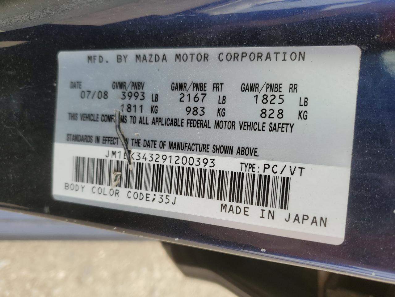 2009 Mazda 3 S VIN: JM1BK343291200393 Lot: 84035545
