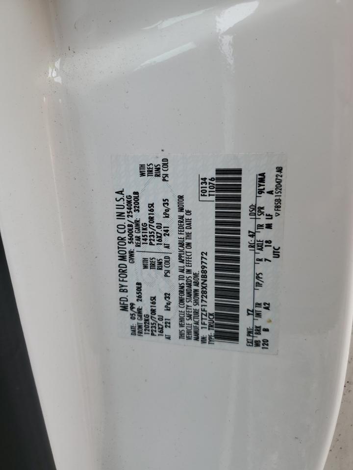 1999 Ford F150 VIN: 1FTZF1728XNB89772 Lot: 81457745