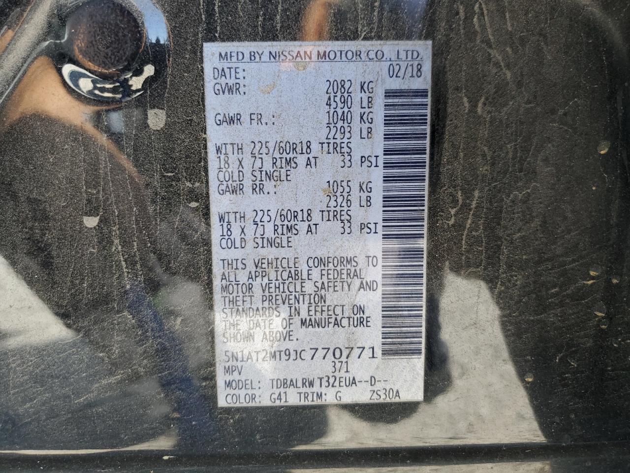 2018 Nissan Rogue S VIN: 5N1AT2MT9JC770771 Lot: 81388755