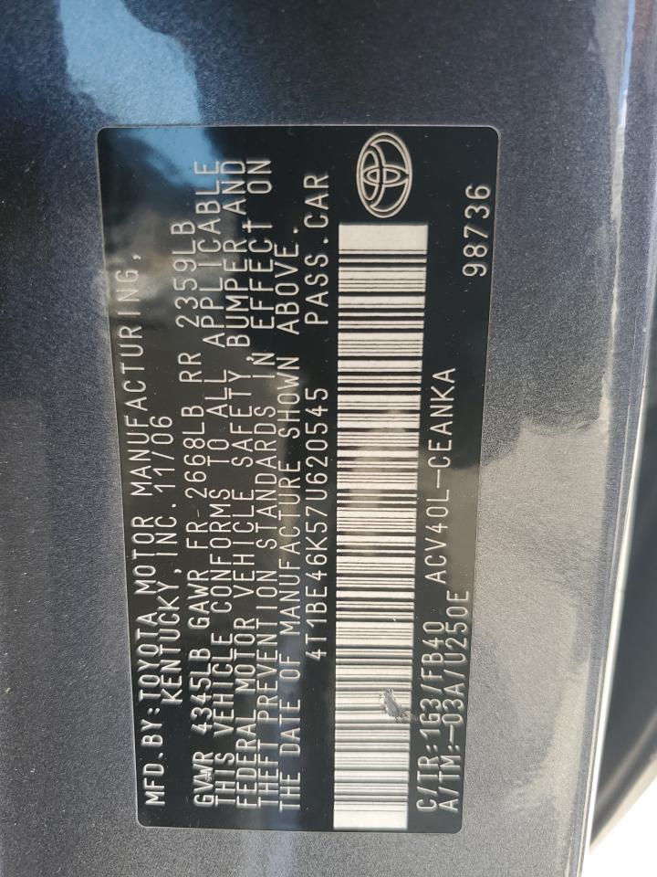 2007 Toyota Camry Ce VIN: 4T1BE46K57U620545 Lot: 81864395