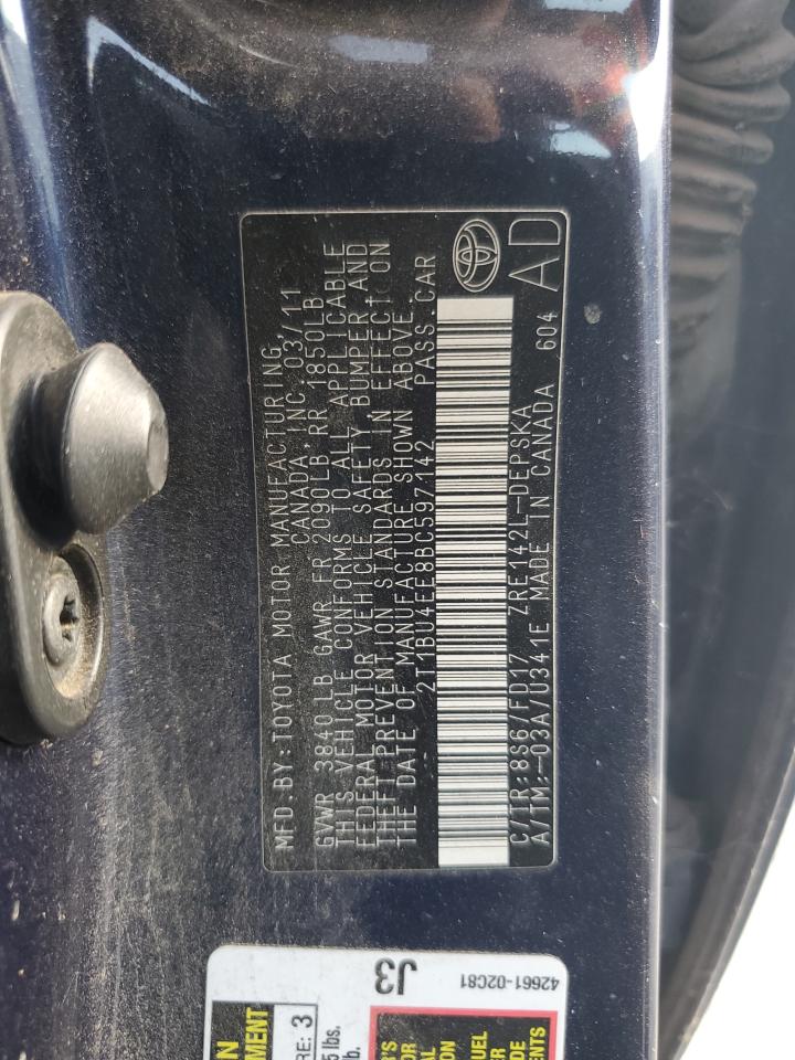 2011 Toyota Corolla Base VIN: 2T1BU4EE8BC597142 Lot: 81832755