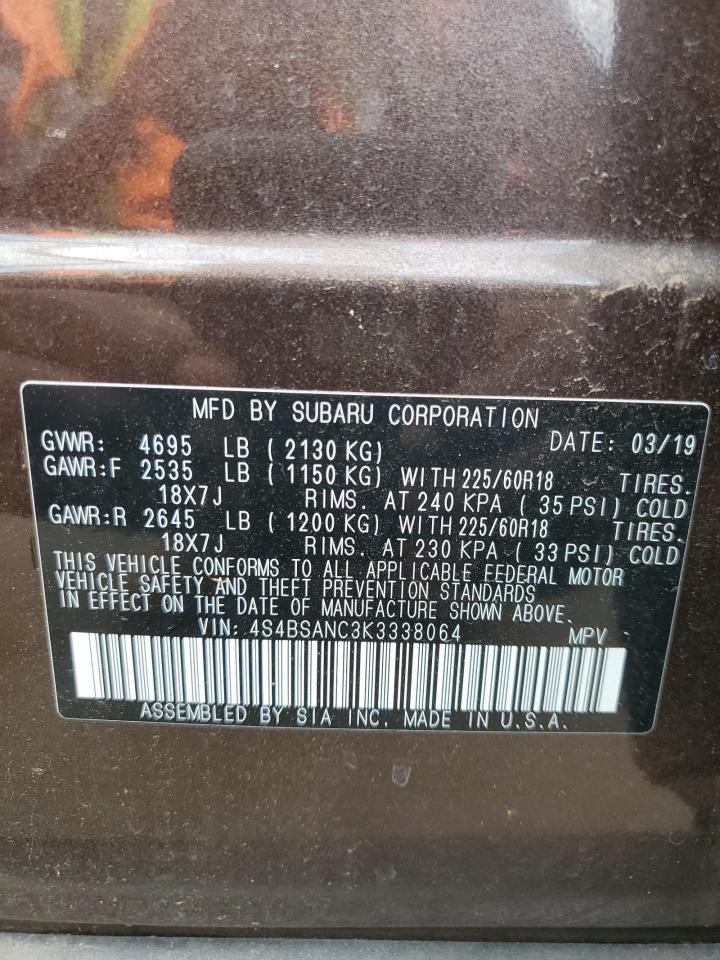 2019 Subaru Outback 2.5I Limited VIN: 4S4BSANC3K3338064 Lot: 81686115