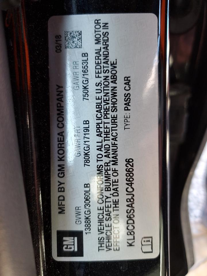 2018 Chevrolet Spark 1Lt VIN: KL8CD6SA8JC468626 Lot: 71935155