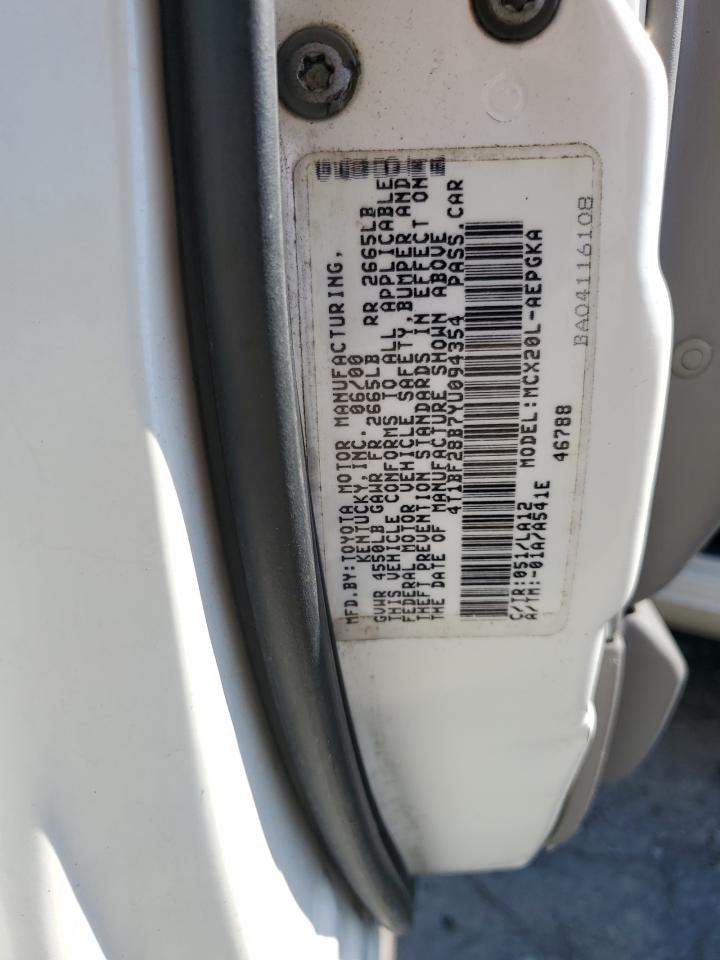 2000 Toyota Avalon Xl VIN: 4T1BF28B7YU094354 Lot: 89907965