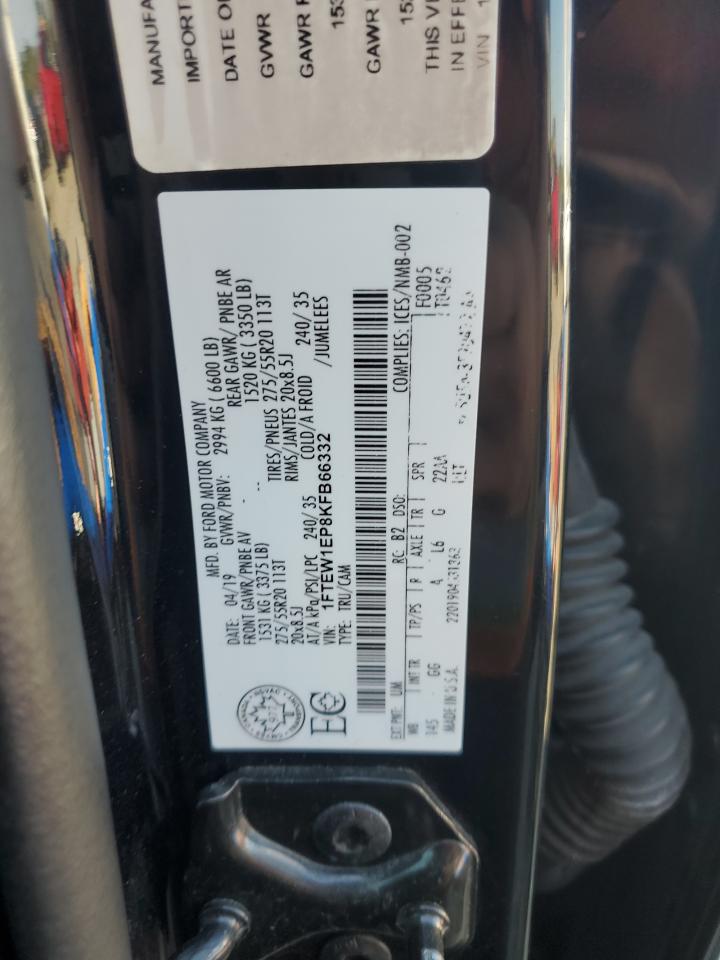 2019 Ford F150 Supercrew VIN: 1FTEW1EP8KFB66332 Lot: 80114225