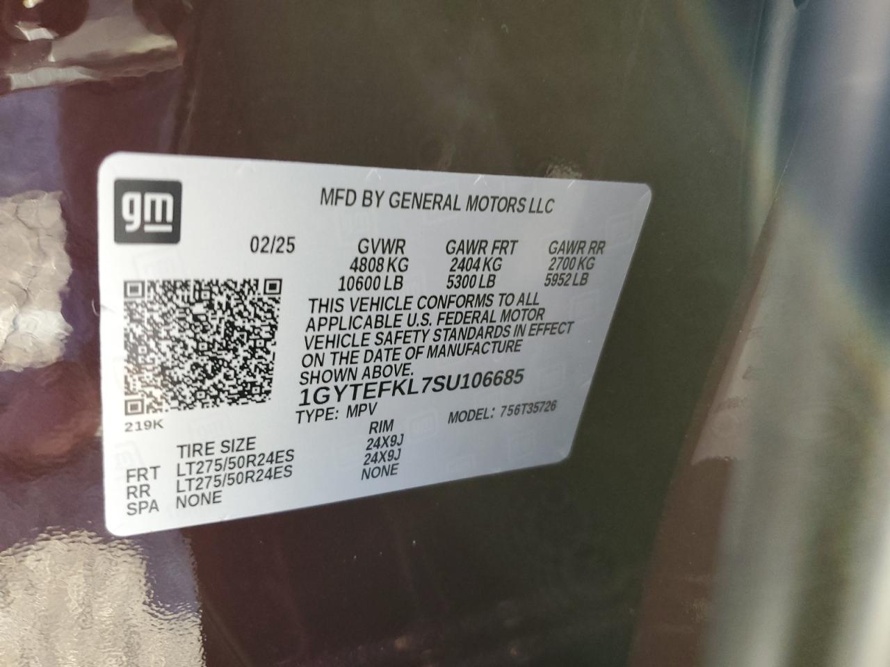 2025 Cadillac Escalade Iq Sport-2 VIN: 1GYTEFKL7SU106685 Lot: 80623265