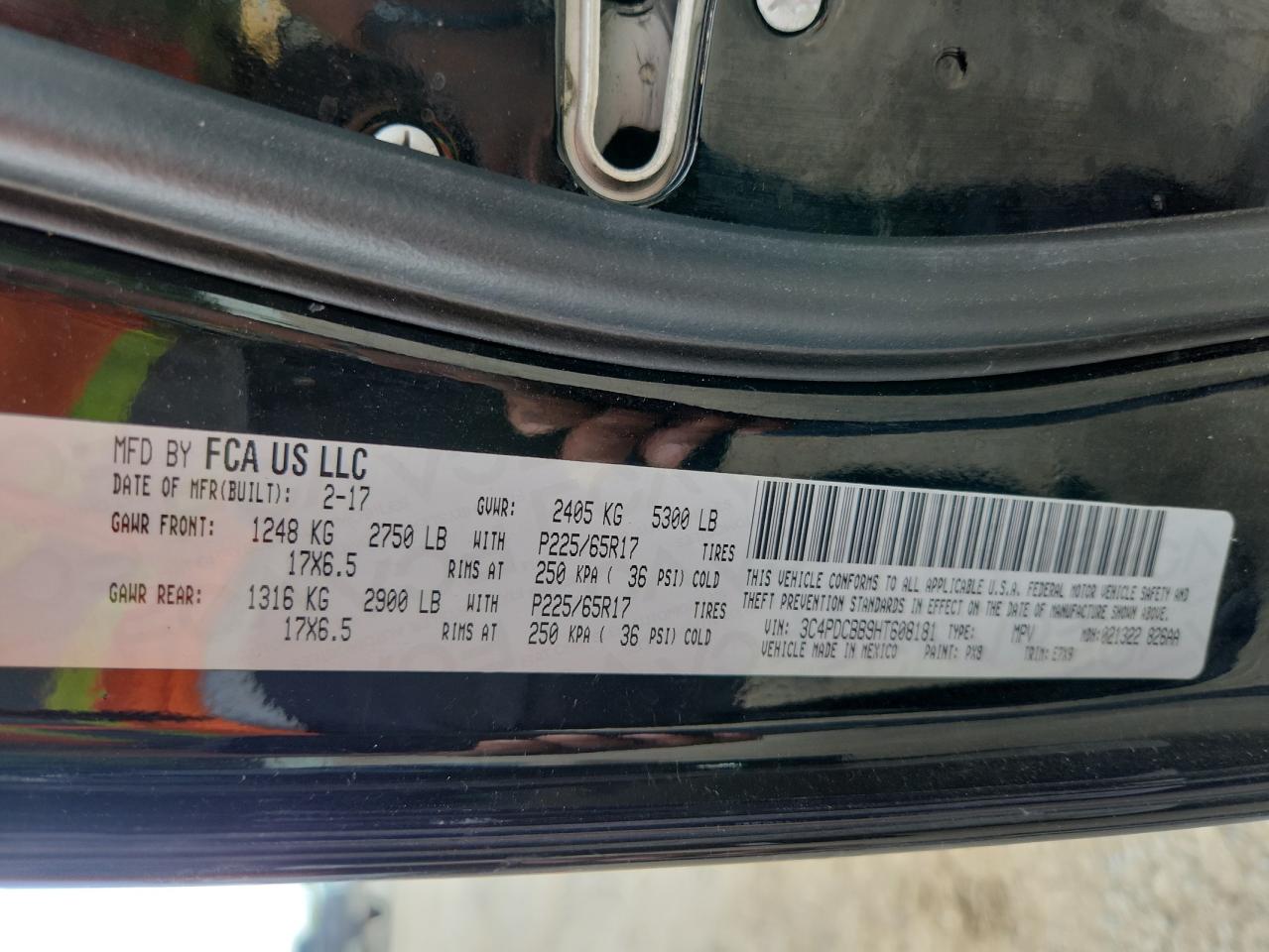 2017 Dodge Journey Sxt VIN: 3C4PDCBB9HT608181 Lot: 71073715